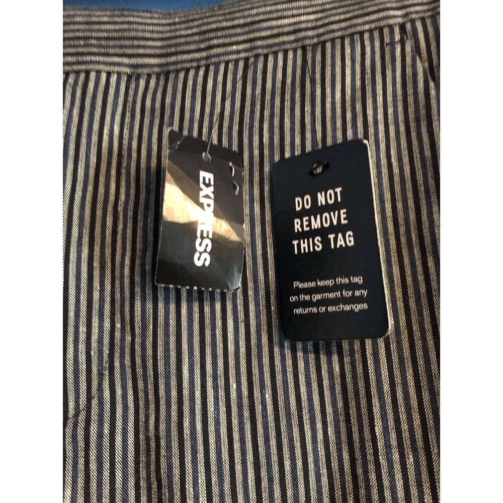Express Mens Pants Linen Blend 29" x 30" Blue Gray Black Stripe  Extra  Slim NWT